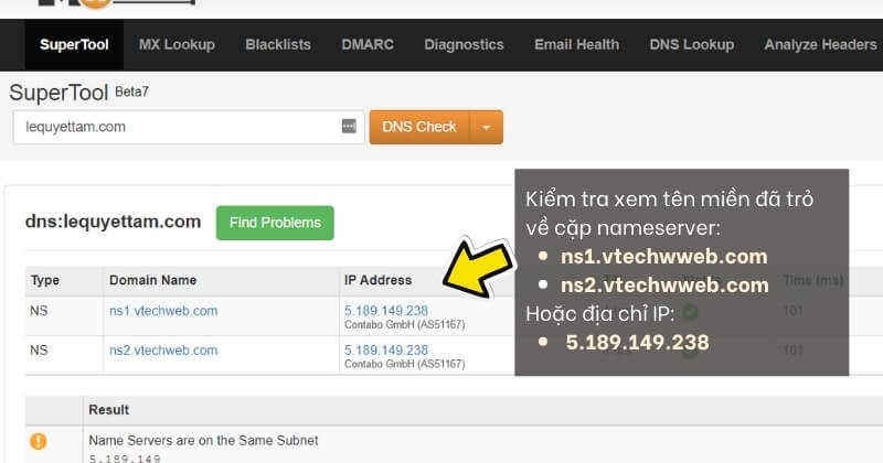 Cách trỏ tên miền về hệ thống website Vtech CMS